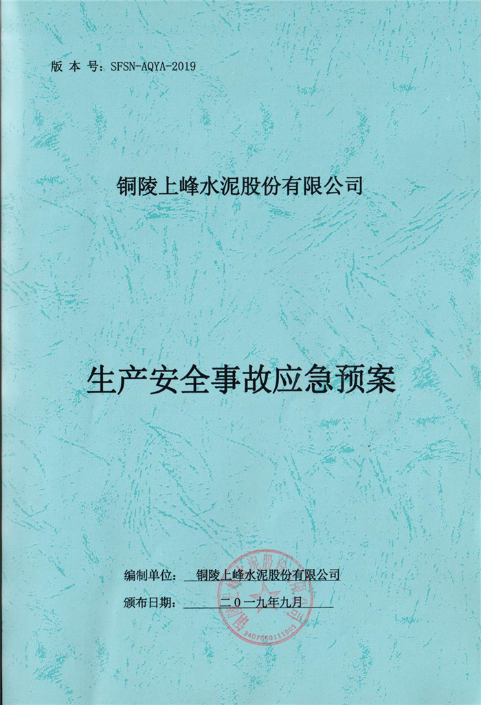 2019年銅陵上峰水泥股份有限公司生產(chǎn)安全事故應(yīng)急預(yù)案.jpg